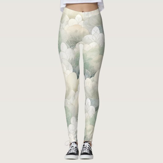 Groene Bloemige Sereniteit Leggings (Voorkant)