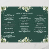 Groene Bloemige Smaragd Driehoekig Huwelijksprogra Flyer (Achterkant)