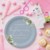 Groene Bloemige Stof Blauw Bruidsmeisjes Luncheon Papieren Bordje (Feest)