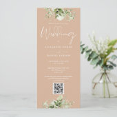 Groene Bloemige Tannige QR Code Huwelijk Kaart (Staand voorkant)