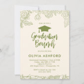 Groene Bloemige Trendy Brunch afstuderen Kaart (Voorkant)