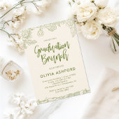 Groene Bloemige Trendy Brunch afstuderen Kaart