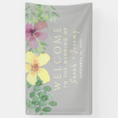 Groene Bloemige Trouw Welkom Spandoek (Verticaal)