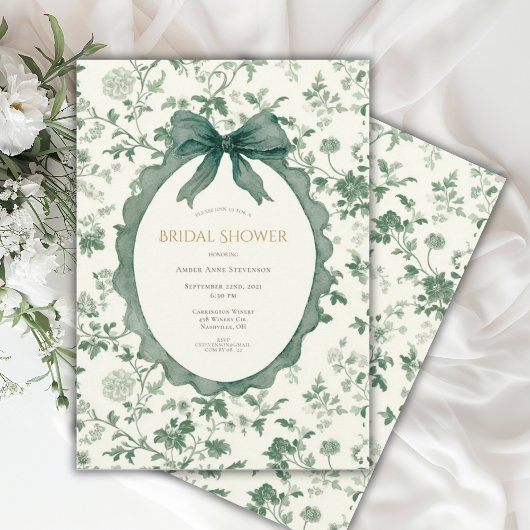 Groene Bloemige Vintage Bruiloft Feest Kaart