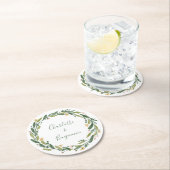 Groene Bloemige Waterverf Groene Planten Huwelijk Ronde Kartonnen Onderzetter (Insitu)