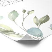 Groene Bloemige Waterverf Trouw Zittijd Chart Poster (Hoek)