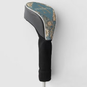 Groene Bloemige William Morris Elegante Monogram Golfheadcover (Schuin)