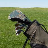 Groene Bloemige William Morris Elegante Monogram Golfheadcover (Insitu)