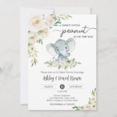 Groene Bloemige Witte Olifant Baby Shower Kaart (Voorkant)