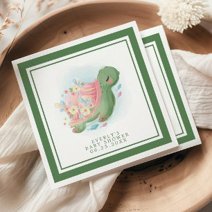 Groene Bloemige Zeeschildpad Mooie Baby Shower Servet