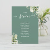 Groene bloemige zitplaatsplan tafelnummer van Euca (Staand voorkant)