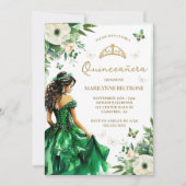 Groene Bloemjurk Butterfly Quinceañera Kaart (Voorkant)
