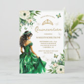 Groene Bloemjurk Butterfly Quinceañera Kaart (Staand voorkant)
