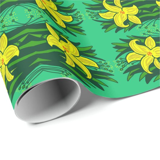 groene bloemkolf cadeaupapier (Rol Hoek)