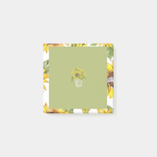 Groene Bloempot Zonnebloem Post-it® Notes (Voorkant)