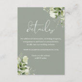 Groene Bloemrijke Elegante Saliegroene Trouwdetail Informatiekaartje (Voorkant)