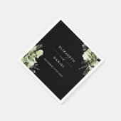 Groene Bloemrijke Elegante Zwarte En Witte Bruilof Servet (Hoek)