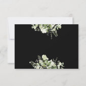 Groene Bloemrijke Script Hart Zwart en Wit RSVP Kaartje (Achterkant)