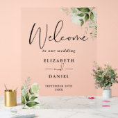 Groene Bloemrijke Script Trouw Welkom Acryl Bord (Huwelijk)