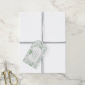 Groene Bloemrozen Chinoiserie Bruiloft Feest Cadeaulabel (Met Touw)