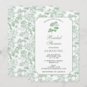 Groene bloemrozen Chinoiserie Bruiloft Feest Kaart (Voorkant / Achterkant)