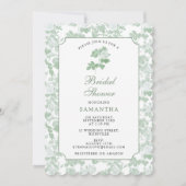 Groene bloemrozen Chinoiserie Bruiloft Feest Kaart (Voorkant)