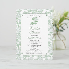 Groene bloemrozen Chinoiserie Bruiloft Feest Kaart