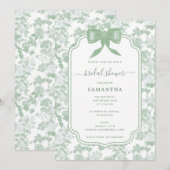 Groene Bloemrozen Chinoiserie Bruiloft Feest Kaart (Voorkant / Achterkant)