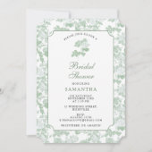 Groene Bloemrozen Chinoiserie Bruiloft Feest Kaart (Voorkant)