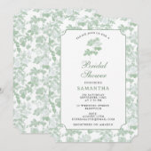 Groene Bloemrozen Chinoiserie Bruiloft Feest Kaart (Voorkant / Achterkant)
