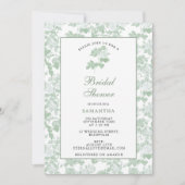 Groene Bloemrozen Chinoiserie Bruiloft Feest Kaart (Voorkant)