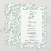 Groene Bloemrozen Chinoiserie Bruiloft Feest Kaart (Voorkant / Achterkant)