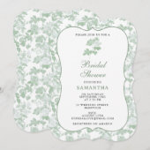 Groene Bloemrozen Chinoiserie Bruiloft Feest Kaart (Voorkant / Achterkant)