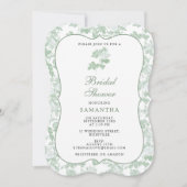 Groene Bloemrozen Chinoiserie Bruiloft Feest Kaart (Voorkant)