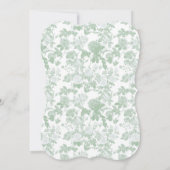 Groene Bloemrozen Chinoiserie Bruiloft Feest Kaart (Achterkant)