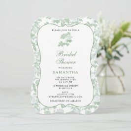 Groene Bloemrozen Chinoiserie Bruiloft Feest Kaart