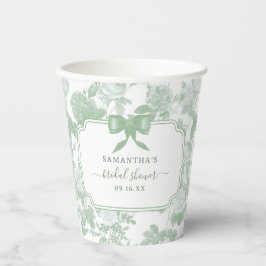 Groene Bloemrozen Chinoiserie Bruiloft Feest Papieren Bekers