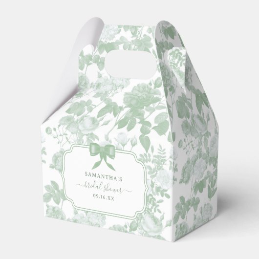 Groene bloemrozen Chinoiserie Bruiloftsshower Bedankdoosjes (Voorkant Zijde)