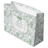 Groene Bloemrozen Chinoiserie Bruiloftsshower Groot Cadeauzakje (Achterkant Gekanteld)
