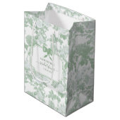Groene Bloemrozen Chinoiserie Bruiloftsshower Medium Cadeauzakje (Voorkant Gekanteld)