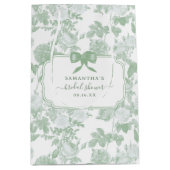 Groene Bloemrozen Chinoiserie Bruiloftsshower Medium Cadeauzakje (Voorkant)