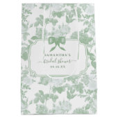 Groene Bloemrozen Chinoiserie Bruiloftsshower Medium Cadeauzakje (Achterkant)