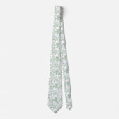 Groene Bloemrozen Franse Chinoiserie Patroon Stropdas (Voorkant)