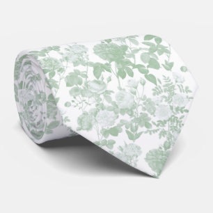 Groene Bloemrozen Franse Chinoiserie Patroon Stropdas