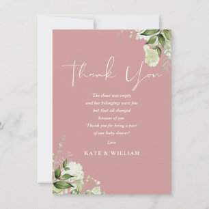 Groene Bloemstof Roze Roze Baby Shower Gedicht Bedankkaart