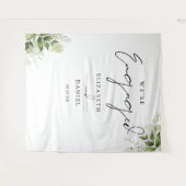 Groene Bloemstuk Achtergrond voor Verlovingsfeest Wandkleed (Voorkant (horizontaal))