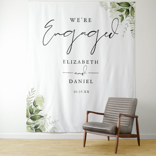 Groene Bloemstuk Achtergrond voor Verlovingsfeest Wandkleed (In situ)