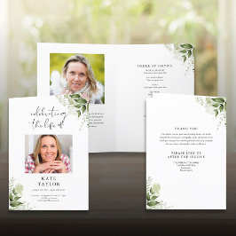 Groene Bloemstuk Begrafenis Order Of Service Vouwk Programma