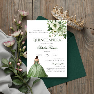 Groene bloemstuk Quinceanera Kaart
