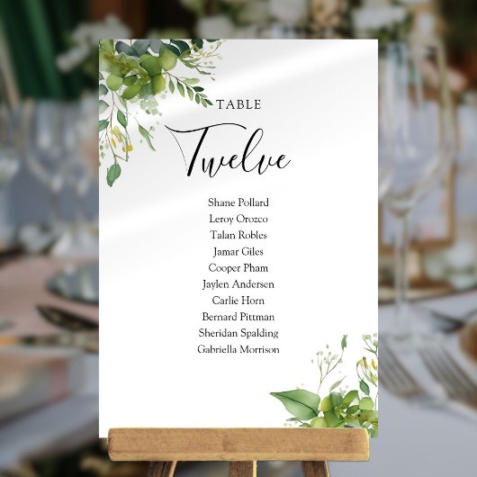 Groene Bloemstuk Stoelenplan Tafelnummer